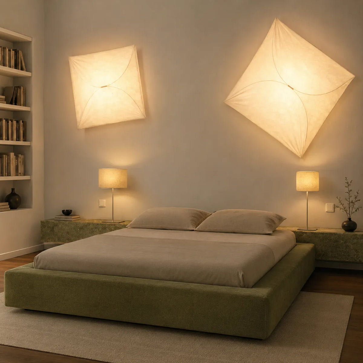 Küchen-Deckenleuchte mit lichtdurchlässigem Papierdiffusor und minimalistischem Metallrahmen