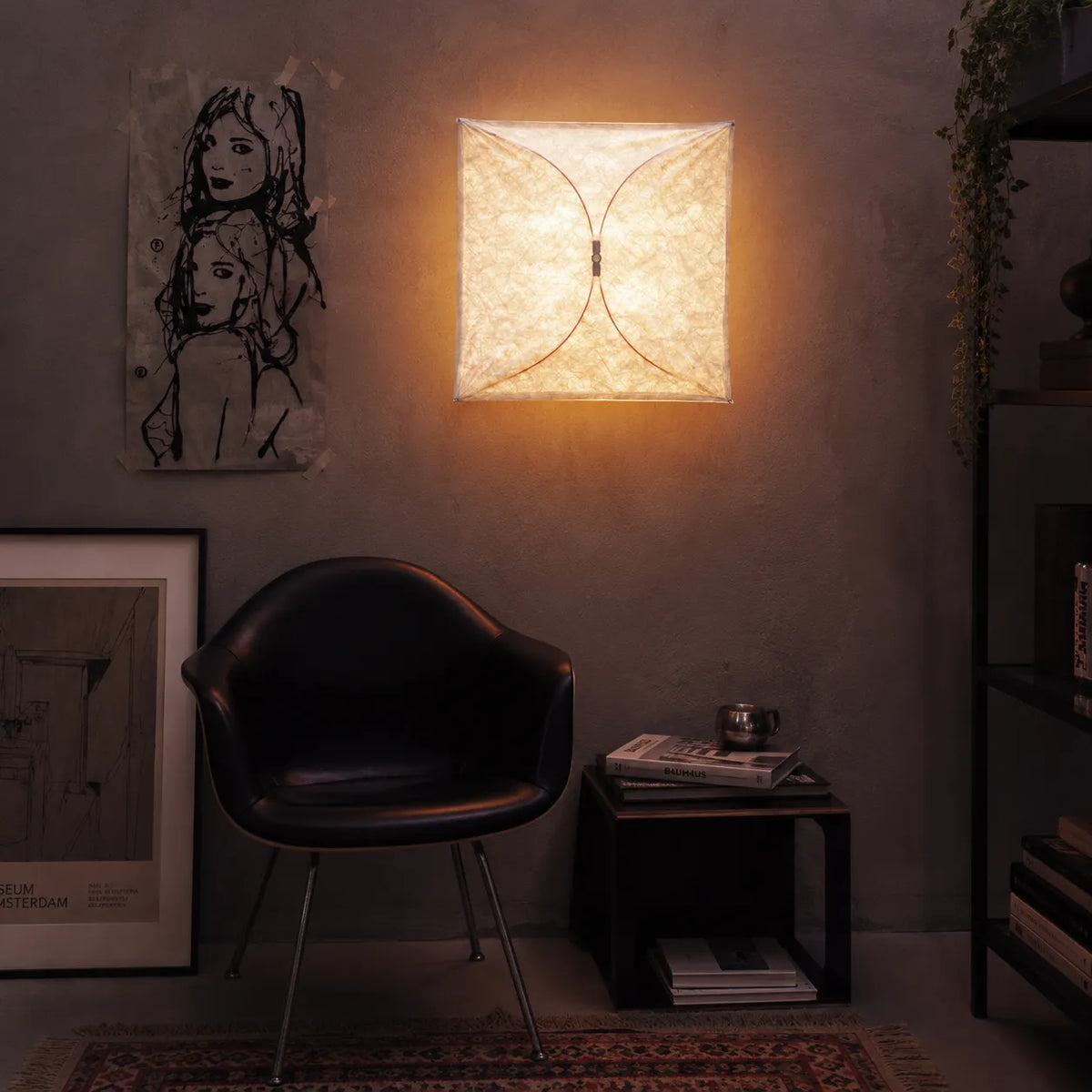 Küchen-Deckenleuchte mit lichtdurchlässigem Papierdiffusor und minimalistischem Metallrahmen