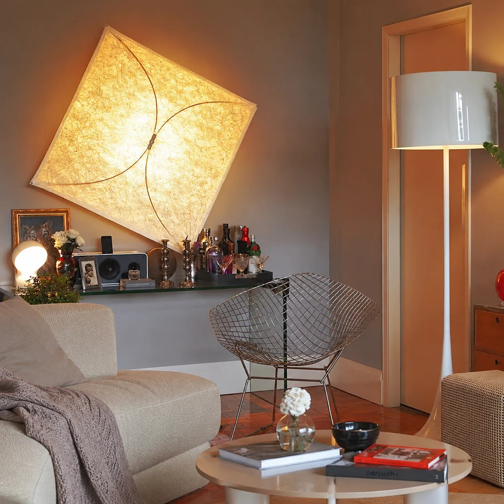 Küchen-Deckenleuchte mit lichtdurchlässigem Papierdiffusor und minimalistischem Metallrahmen
