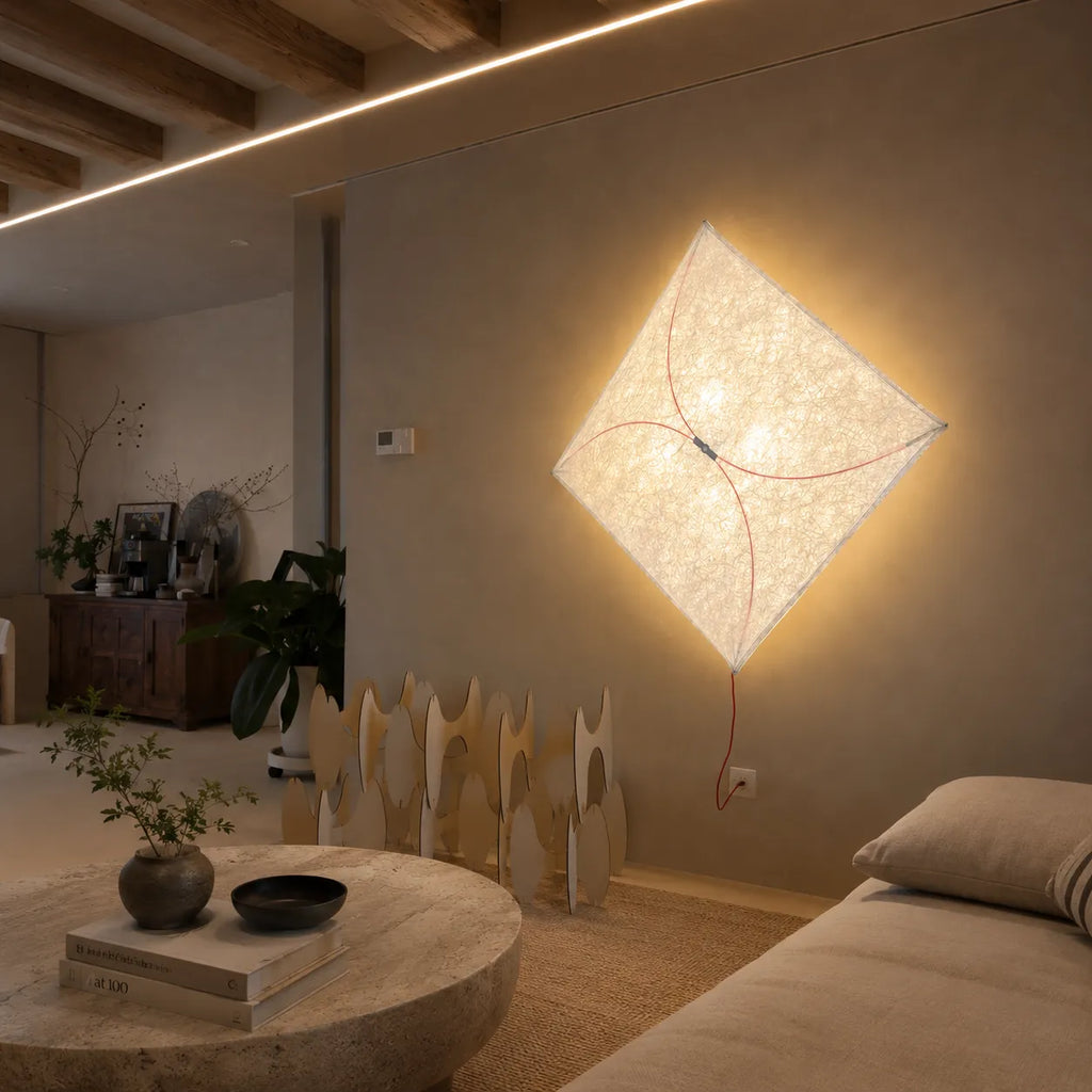 Küchen-Deckenleuchte mit lichtdurchlässigem Papierdiffusor und minimalistischem Metallrahmen