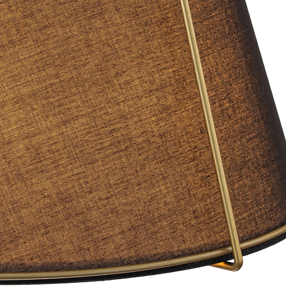 Pendant Light with Linen Tapered Cone Shade and Adjustable Brass Finish Frame