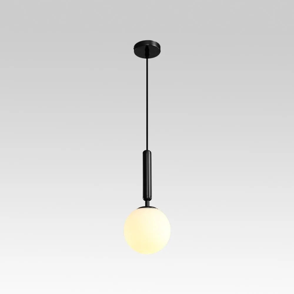 Suspension à globe en verre avec câble réglable et abat-jour sphérique blanc laiteux