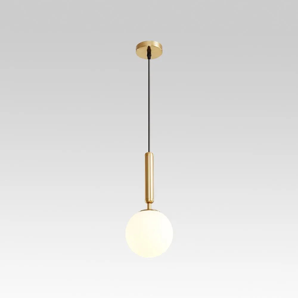 Suspension à globe en verre avec câble réglable et abat-jour sphérique blanc laiteux