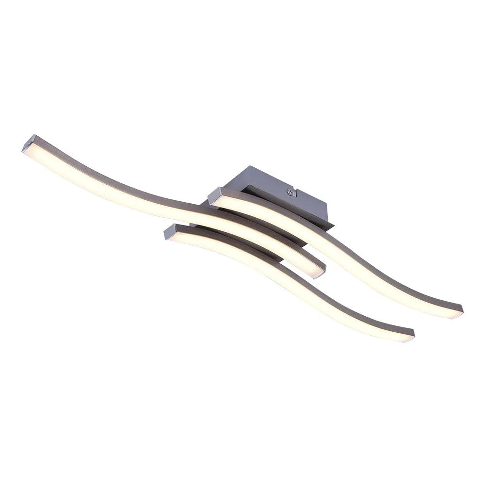 LED Ceiling Light Fixture with Modern Wave Design and Semi Flush Mount for Bedrooms