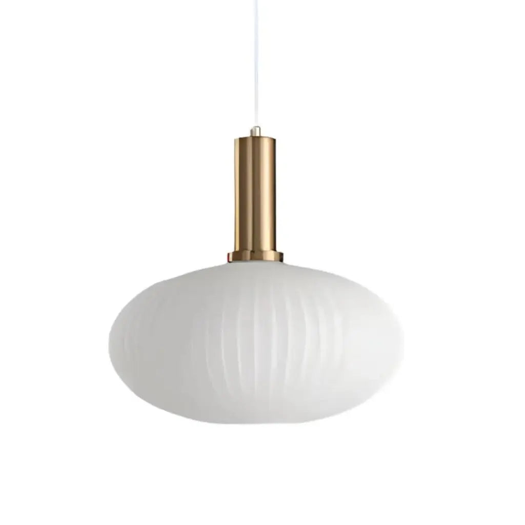 Pendant Light with Fluted Glass and Art Deco Metal Fittings
