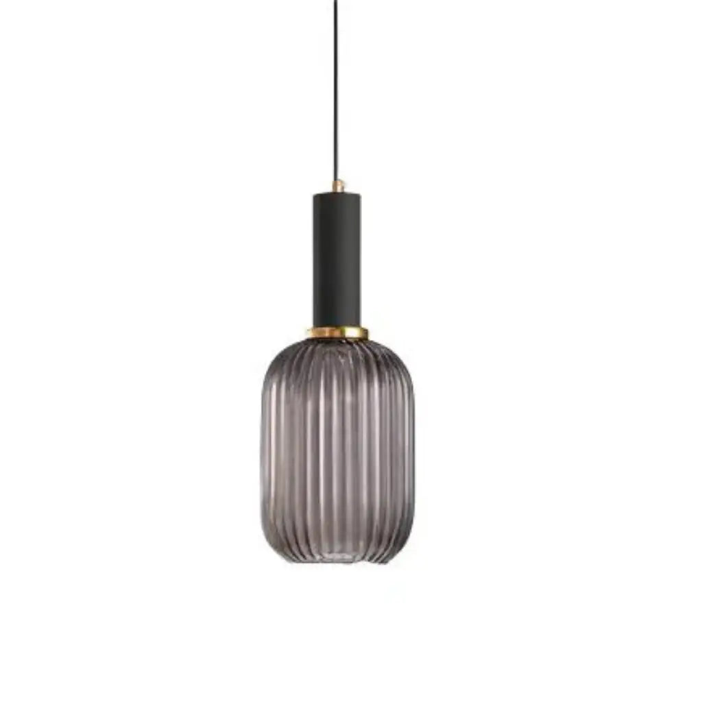 Pendant Light with Fluted Glass and Art Deco Metal Fittings