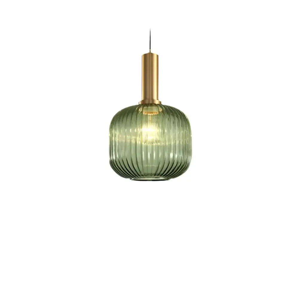 Pendant Light with Fluted Glass and Art Deco Metal Fittings