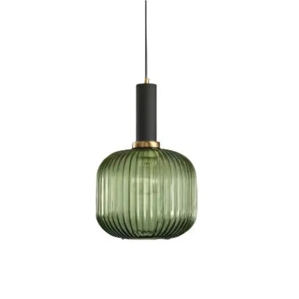 Pendant Light with Fluted Glass and Art Deco Metal Fittings