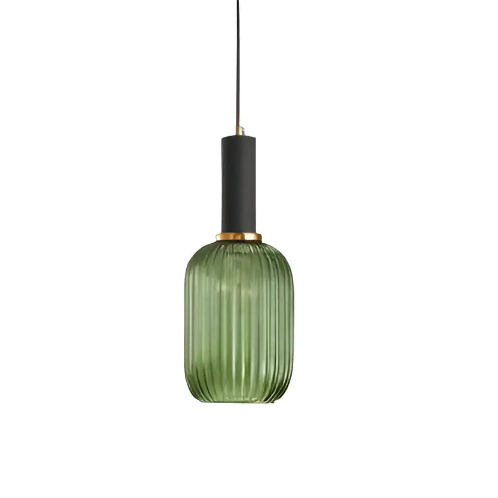 Pendant Light with Fluted Glass and Art Deco Metal Fittings