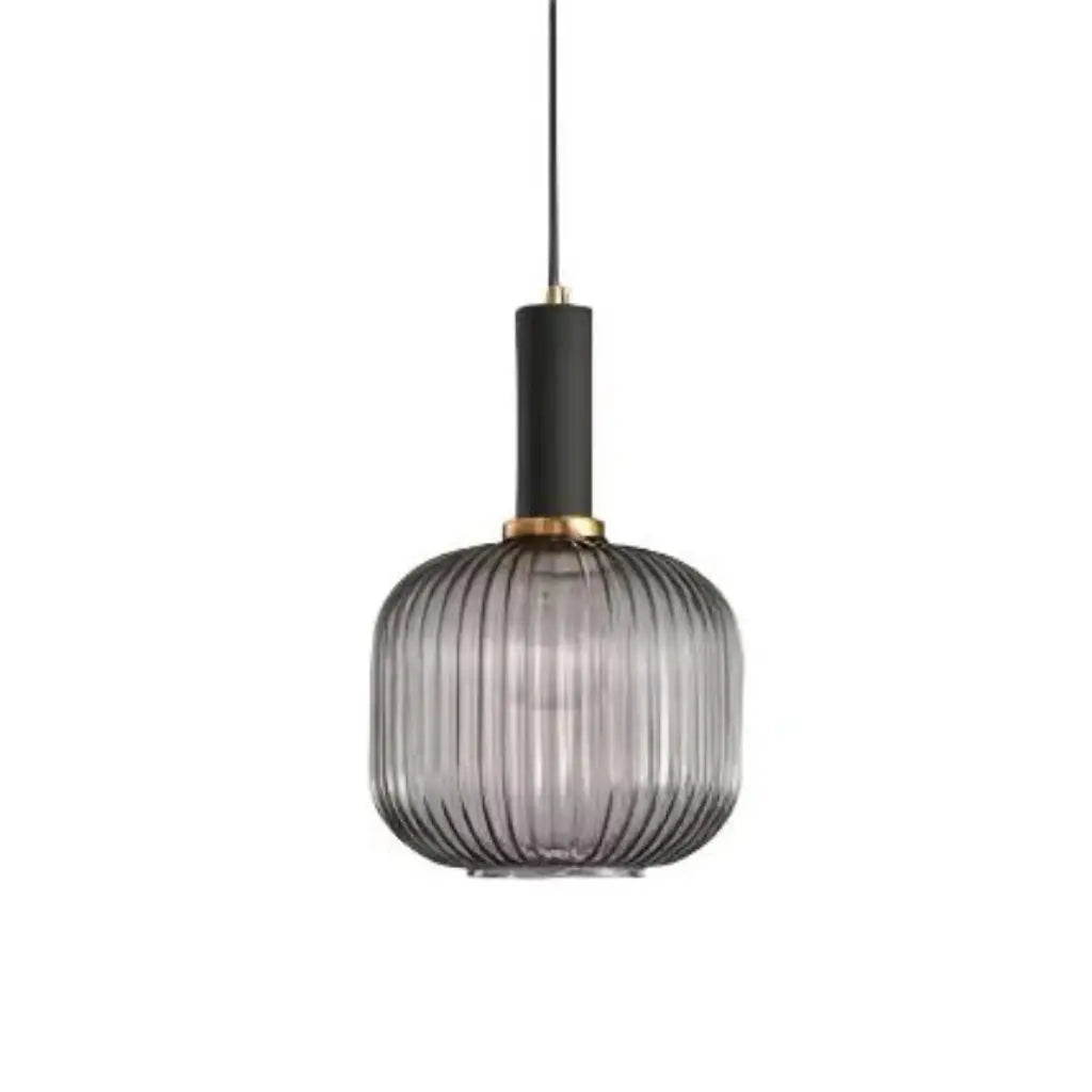 Pendant Light with Fluted Glass and Art Deco Metal Fittings
