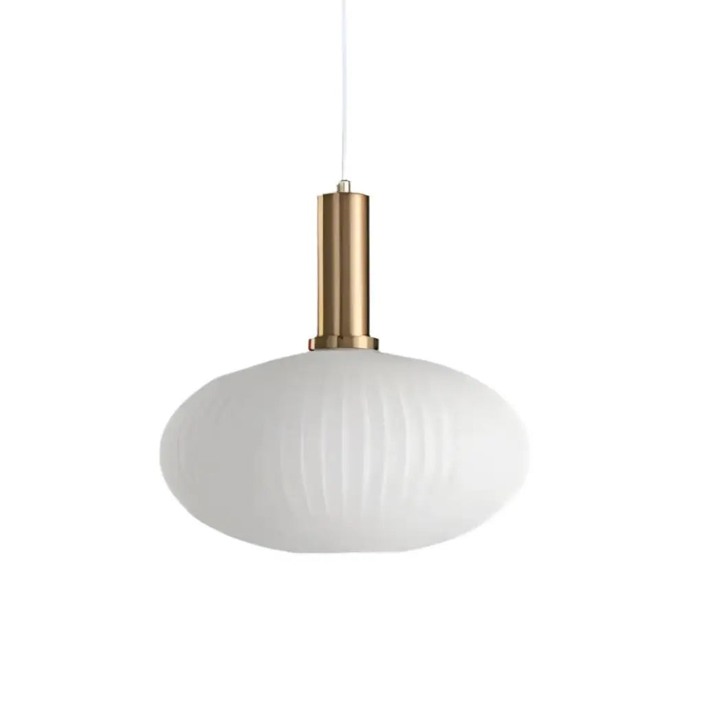 Pendant Light with Fluted Glass and Art Deco Metal Fittings