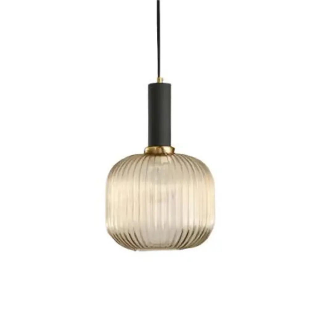 Pendant Light with Fluted Glass and Art Deco Metal Fittings