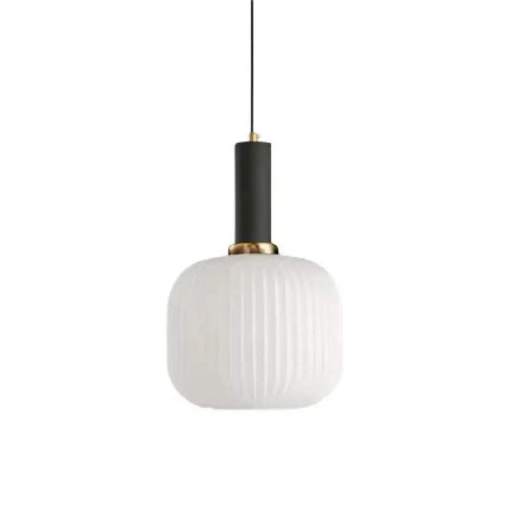 Pendant Light with Fluted Glass and Art Deco Metal Fittings