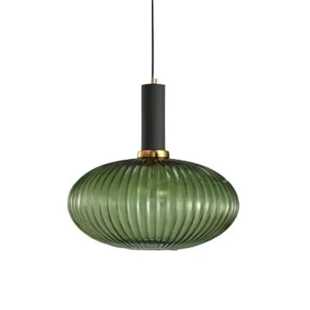 Pendant Light with Fluted Glass and Art Deco Metal Fittings