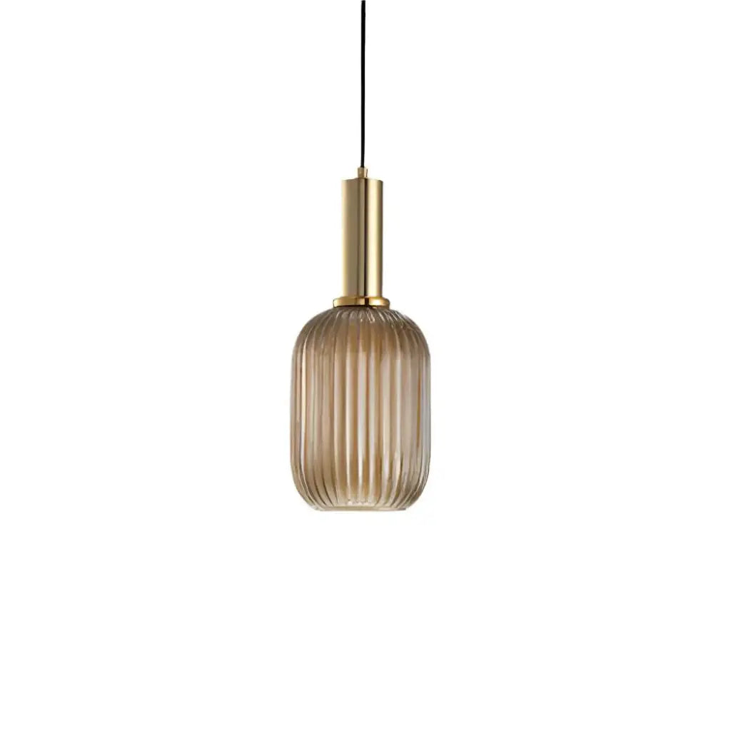 Pendant Light with Fluted Glass and Art Deco Metal Fittings