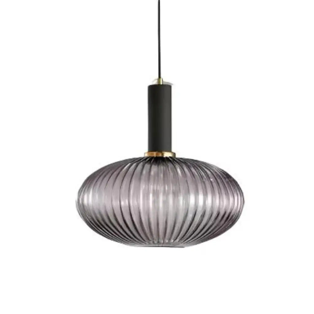 Pendant Light with Fluted Glass and Art Deco Metal Fittings