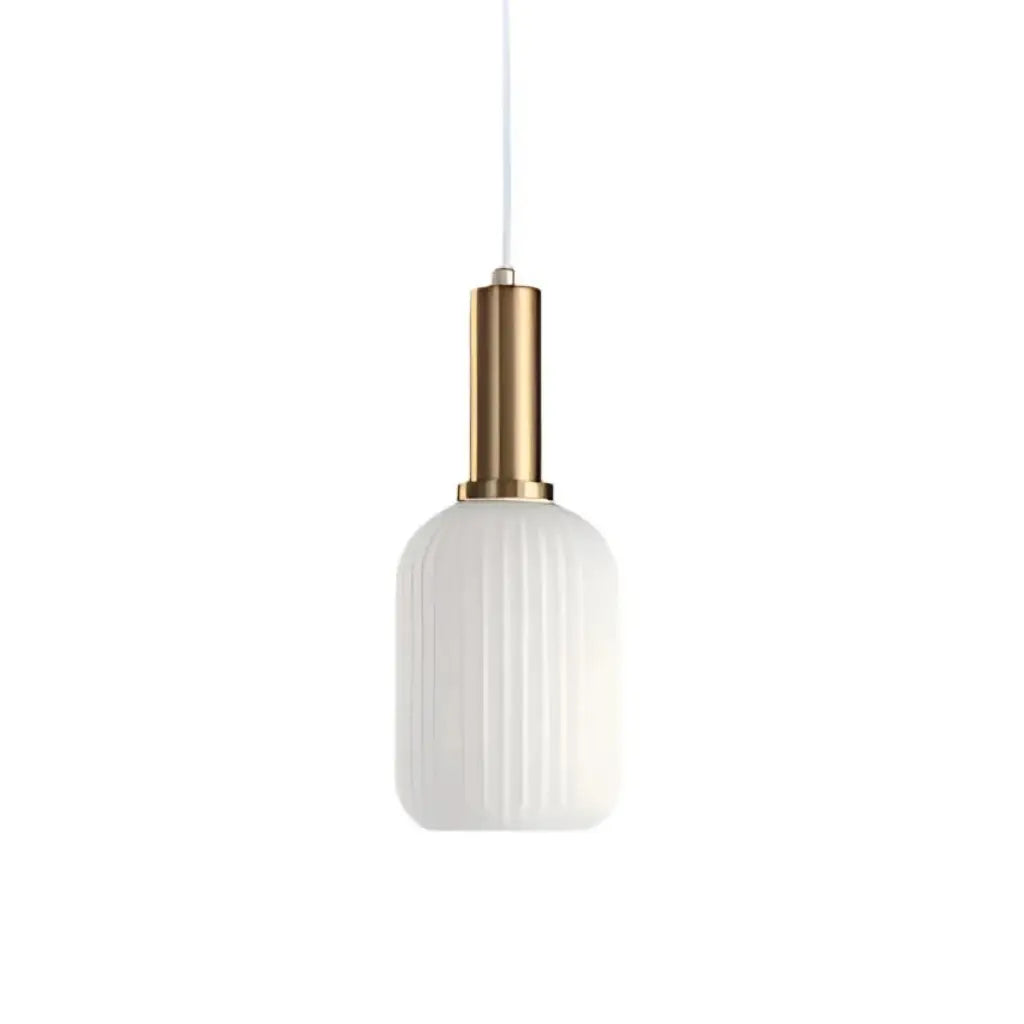 Pendant Light with Fluted Glass and Art Deco Metal Fittings