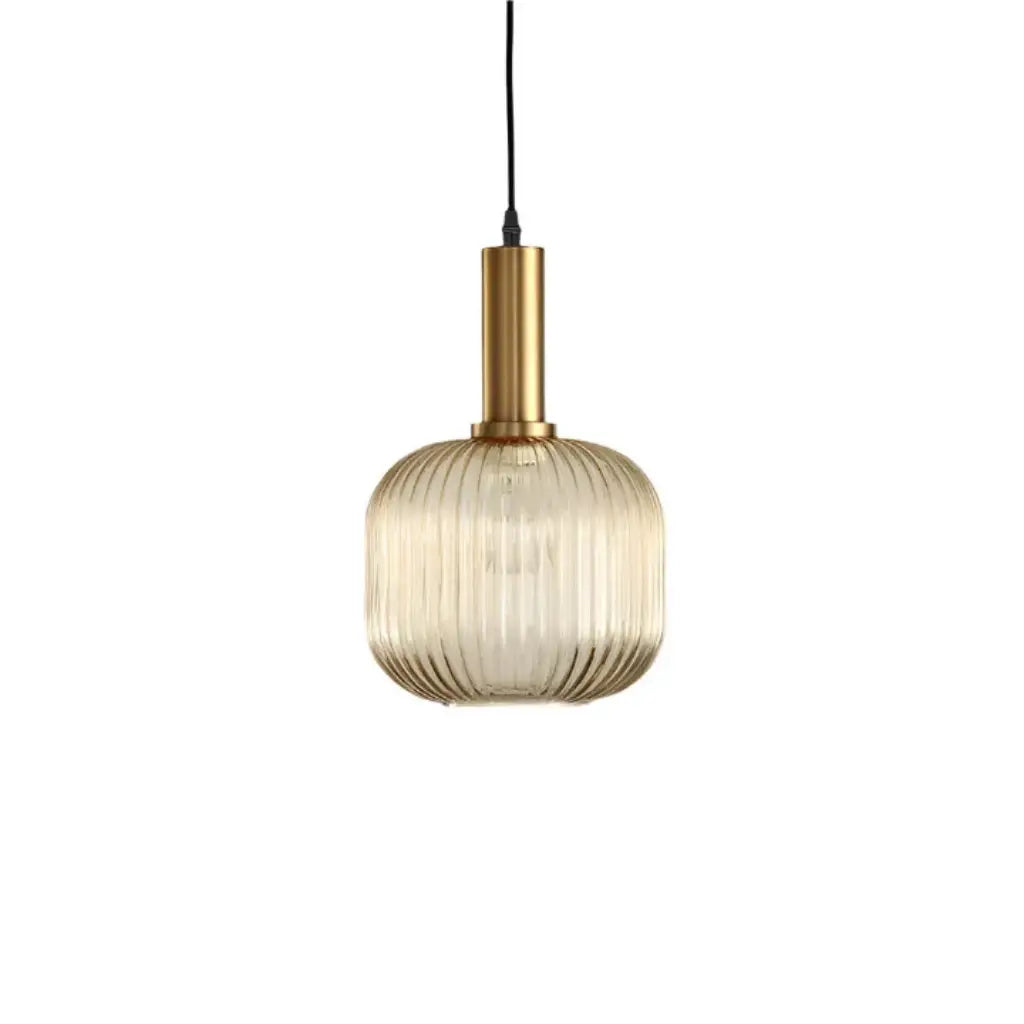 Pendant Light with Fluted Glass and Art Deco Metal Fittings