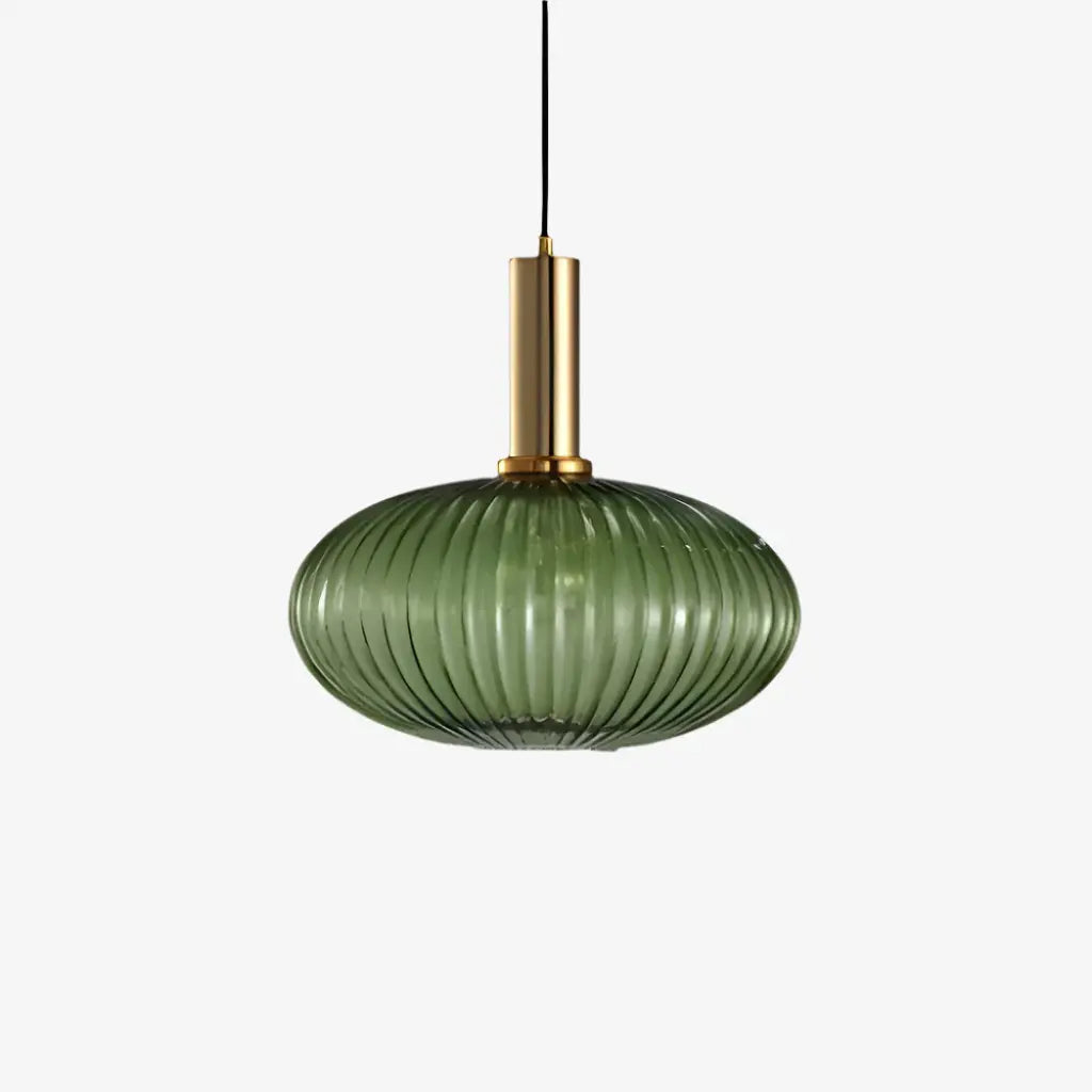 Pendant Light with Fluted Glass and Art Deco Metal Fittings
