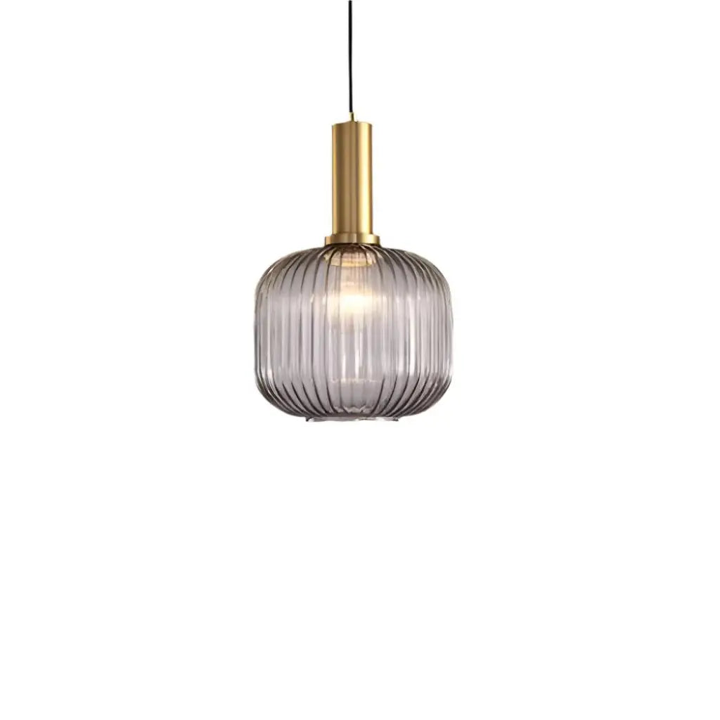 Pendant Light with Fluted Glass and Art Deco Metal Fittings