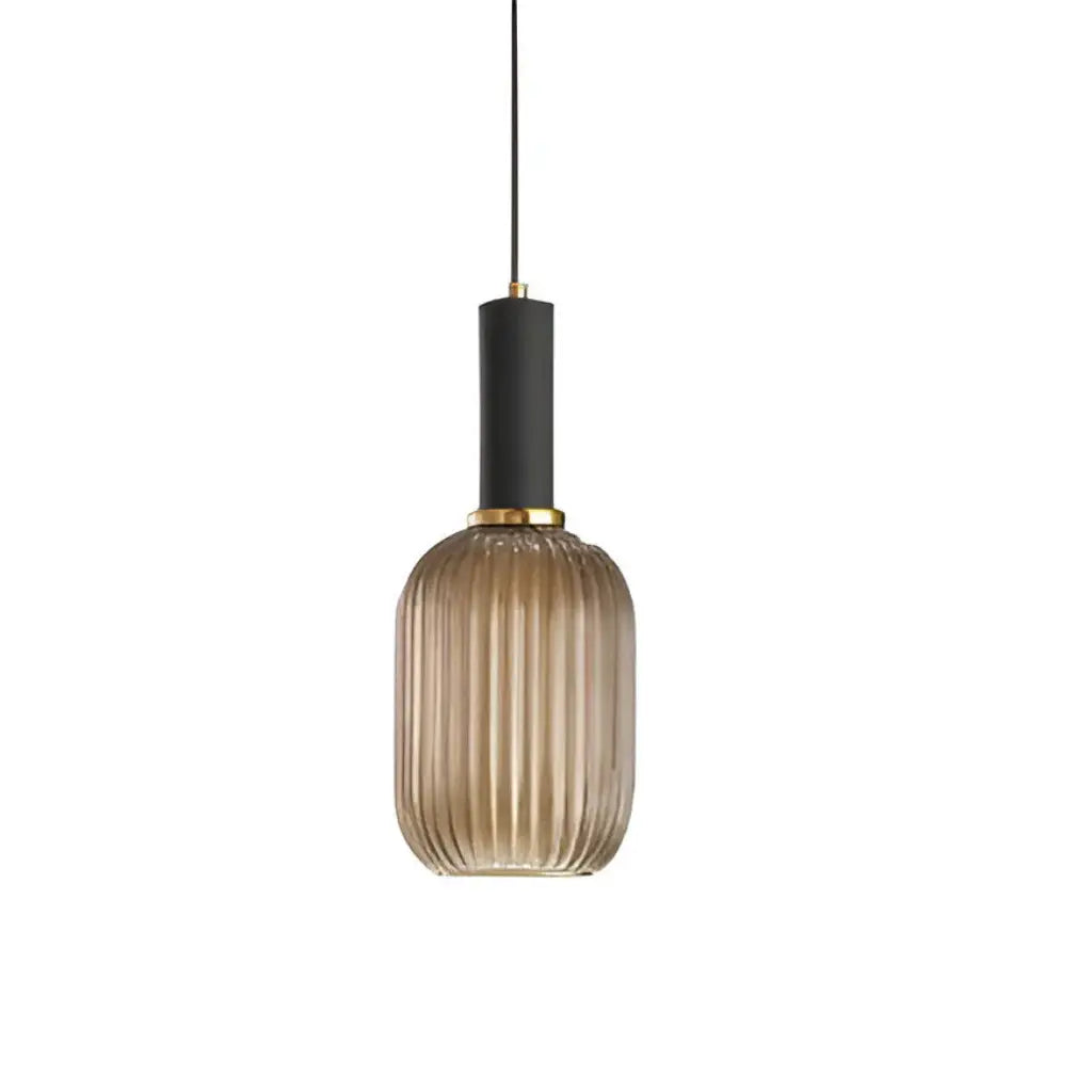 Pendant Light with Fluted Glass and Art Deco Metal Fittings