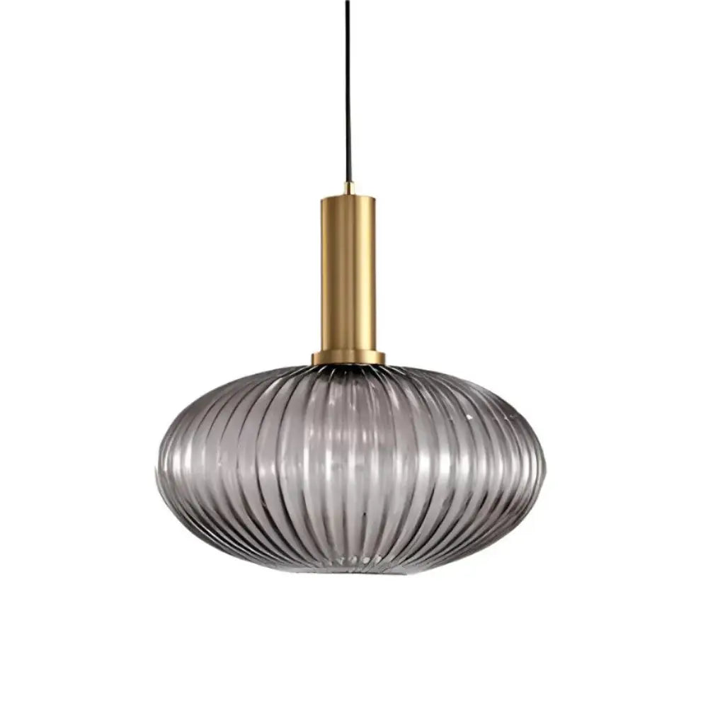 Pendant Light with Fluted Glass and Art Deco Metal Fittings
