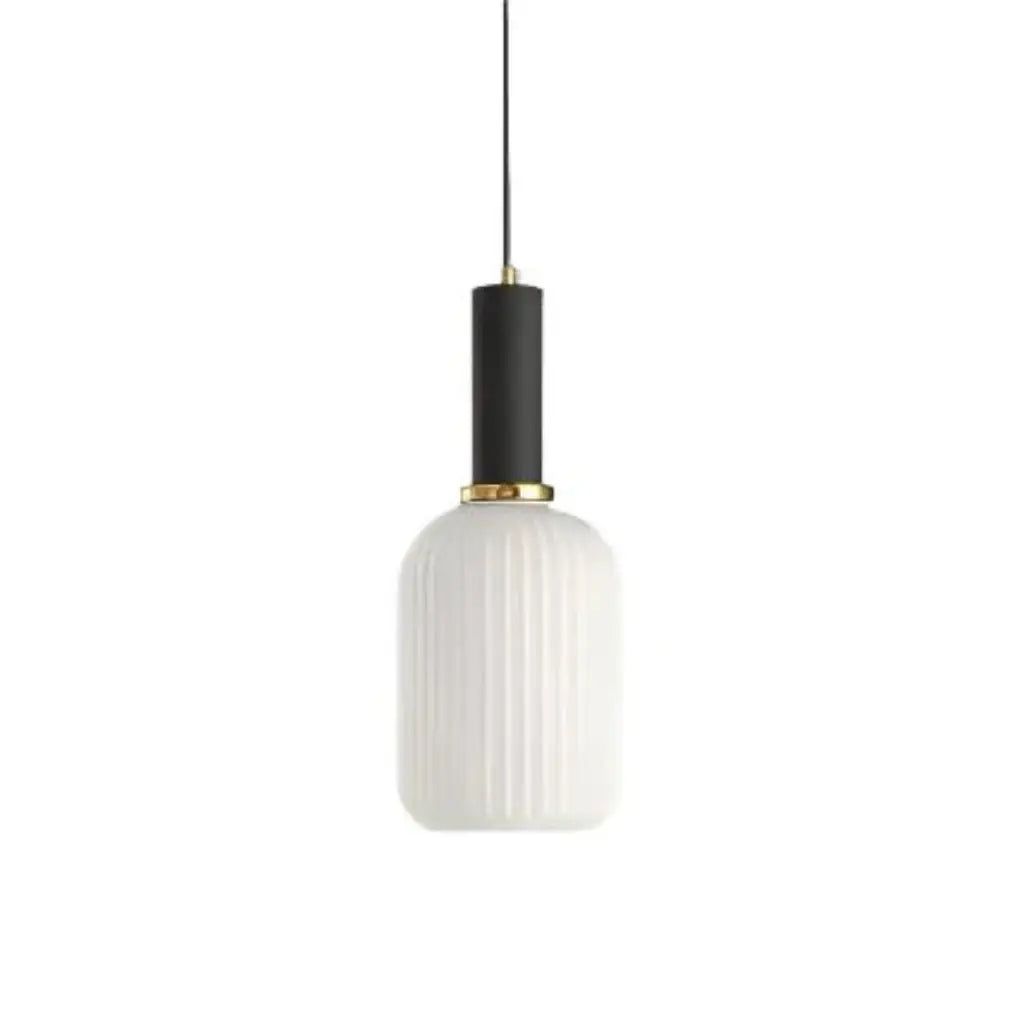 Pendant Light with Fluted Glass and Art Deco Metal Fittings