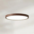 LED Oyster Light with Wood-Grain Frame Ultra-Thin Flush Mount Ceiling Light
