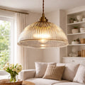 Greer Pendelleuchte im Landhausstil mit geripptem Glasdom