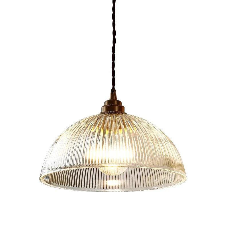 Greer Pendelleuchte im Landhausstil mit geripptem Glasdom