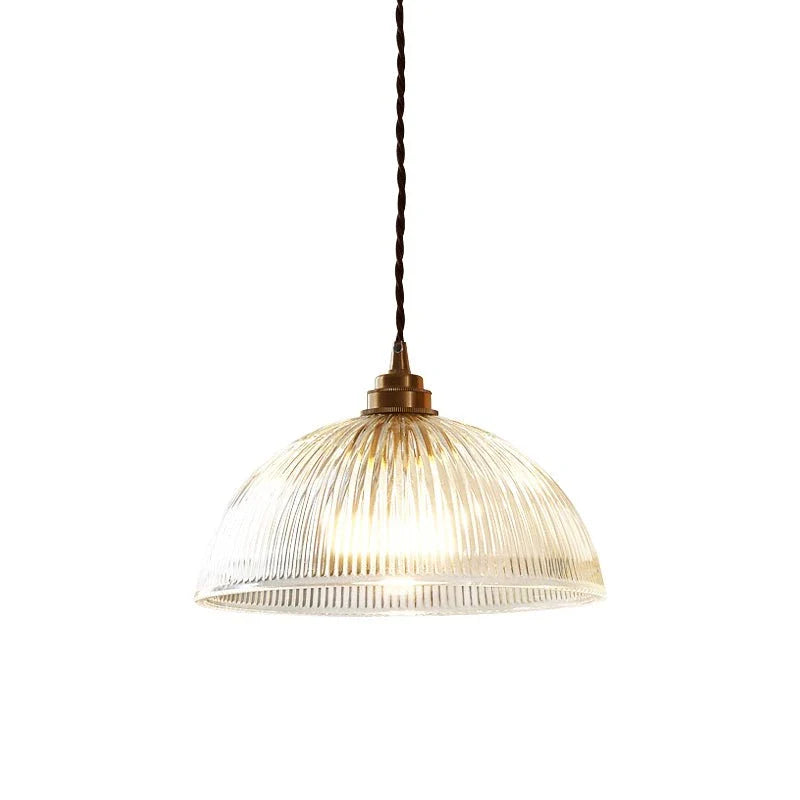 Greer Pendelleuchte im Landhausstil mit geripptem Glasdom