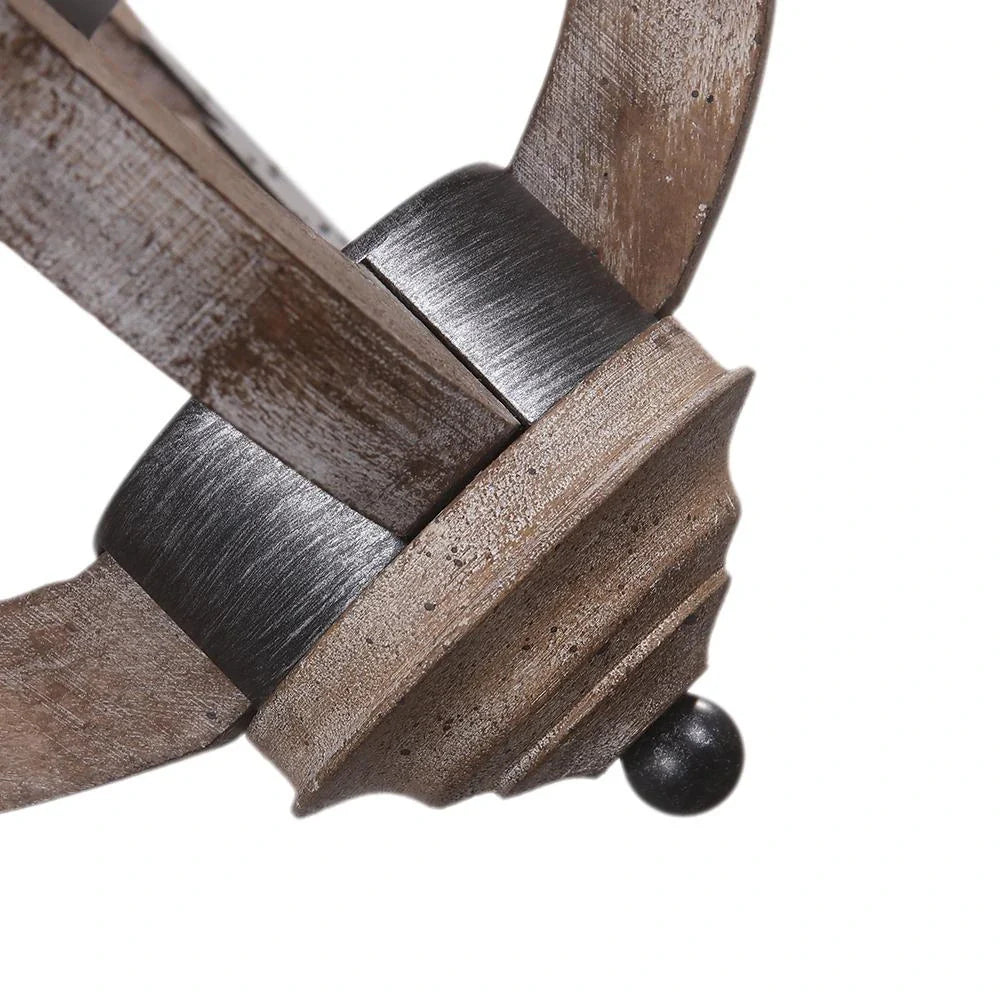 Lámpara de araña de 4 luces con estructura de farol de madera y hierro en color negro