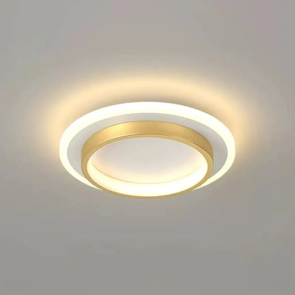 Plafoniera LED a conchiglia con anello luminoso e illuminazione a doppio strato, aderente al soffitto