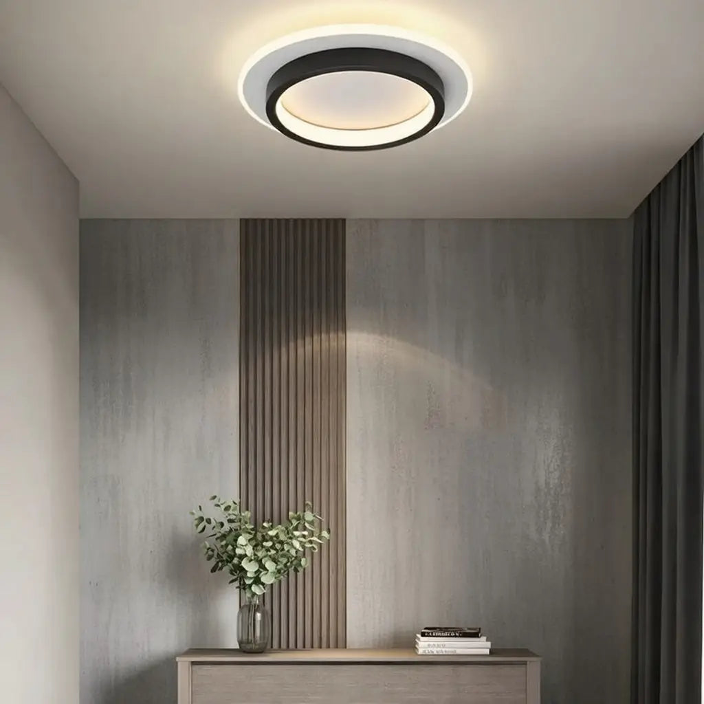 Plafonnier LED avec anneau lumineux et double éclairage