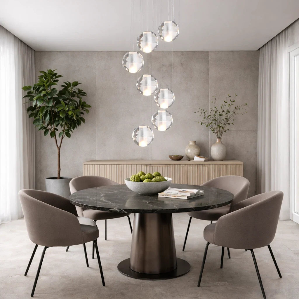 Pendant Light with Crystal Glass Water Drop Shades and Chrome Finish