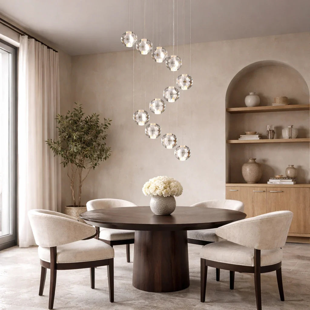 Pendant Light with Crystal Glass Water Drop Shades and Chrome Finish