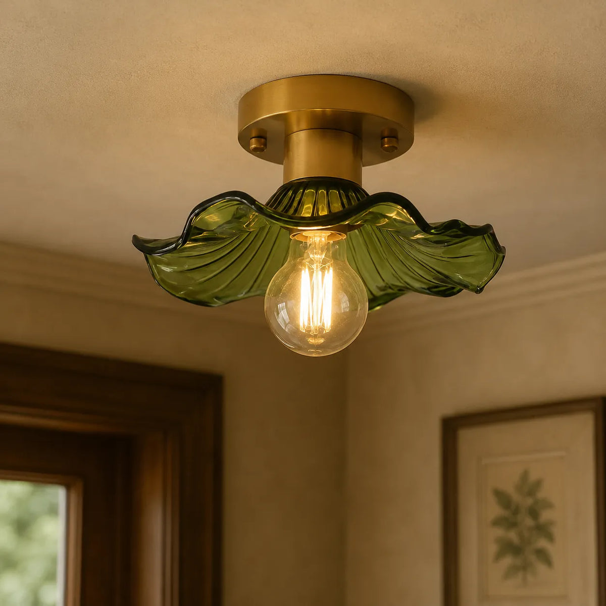 Moderne skulpturale Glasblumen-Deckenleuchte Florian