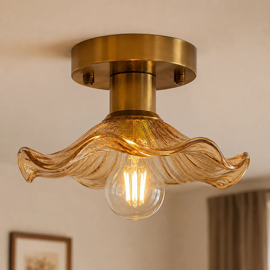 Moderne skulpturale Glasblumen-Deckenleuchte Florian