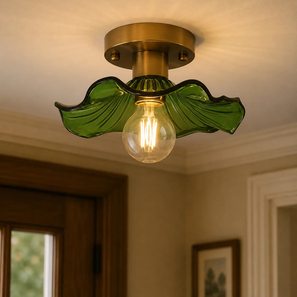 Moderne skulpturale Glasblumen-Deckenleuchte Florian
