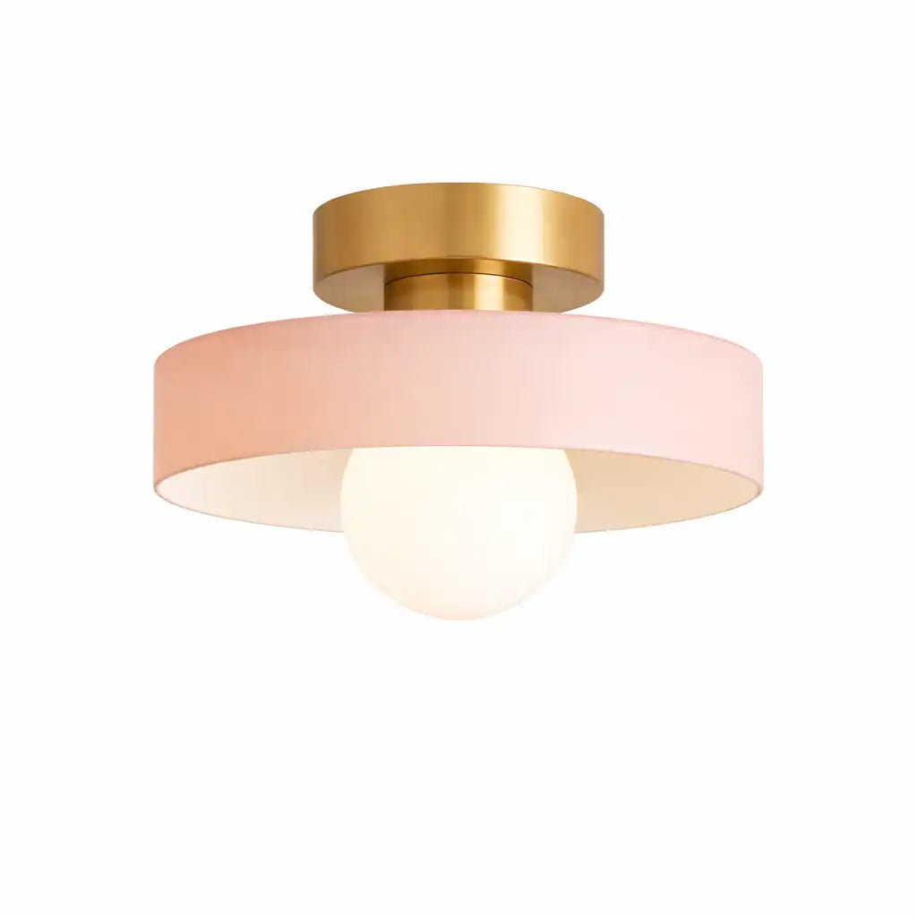 Oyster Light with Bauhaus Glass Shade Flush Mount Ceiling Light for Kitchen