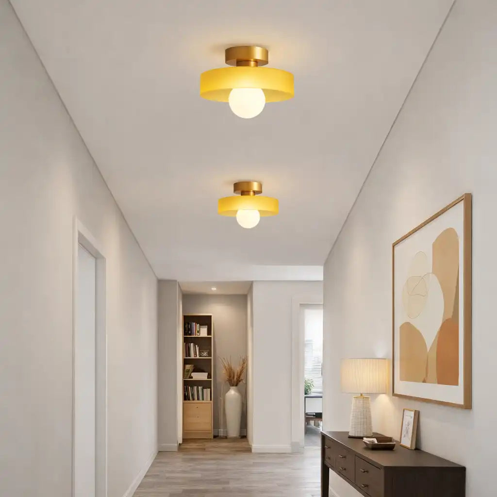 Oyster Light with Bauhaus Glass Shade Flush Mount Ceiling Light for Kitchen
