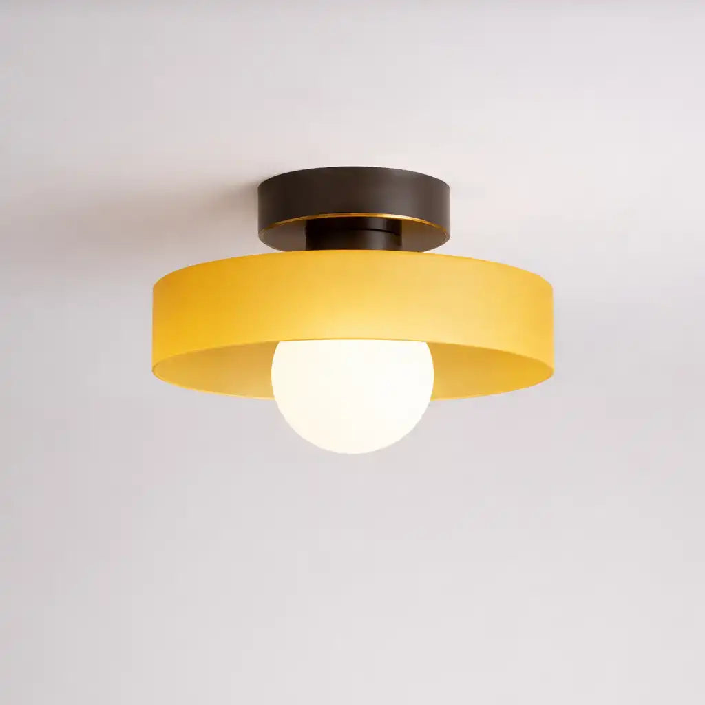 Oyster Light with Bauhaus Glass Shade Flush Mount Ceiling Light for Kitchen