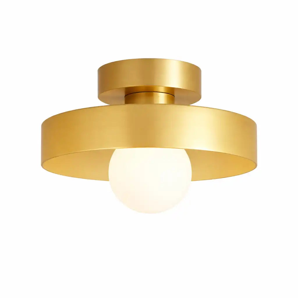 Oyster Light with Bauhaus Glass Shade Flush Mount Ceiling Light for Kitchen