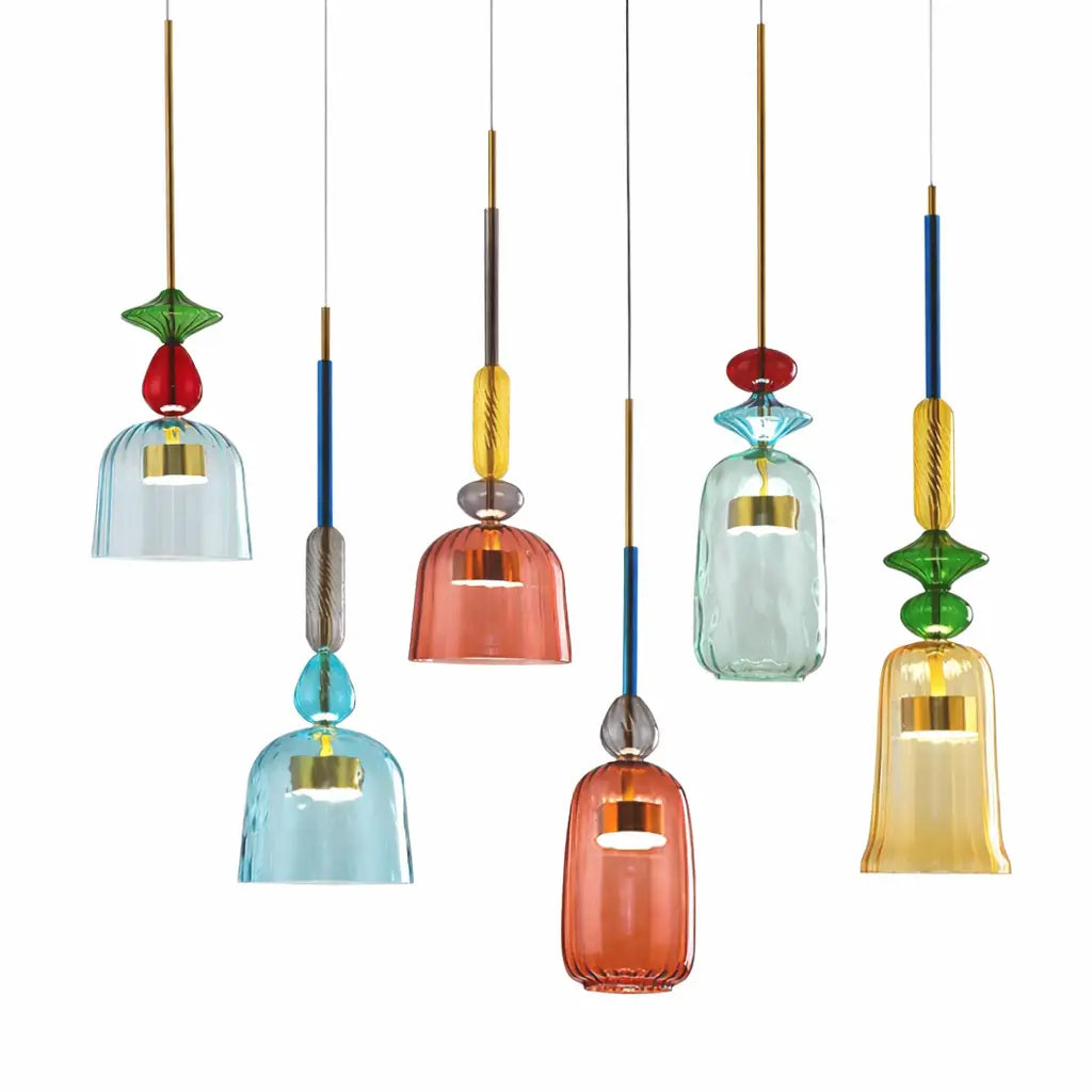 Pendant Light with Stacked Glass and LED for Kitchen Dining Room Lighting