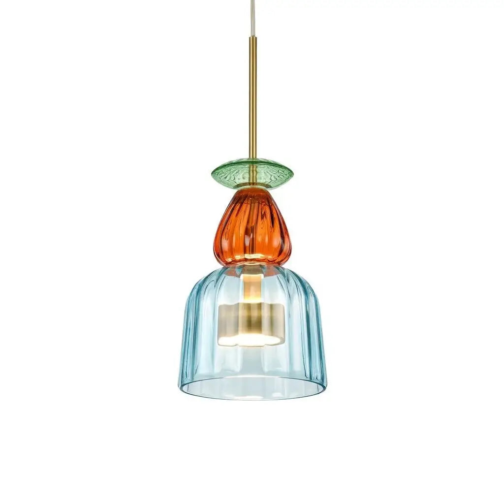 Pendant Light with Stacked Glass and LED for Kitchen Dining Room Lighting