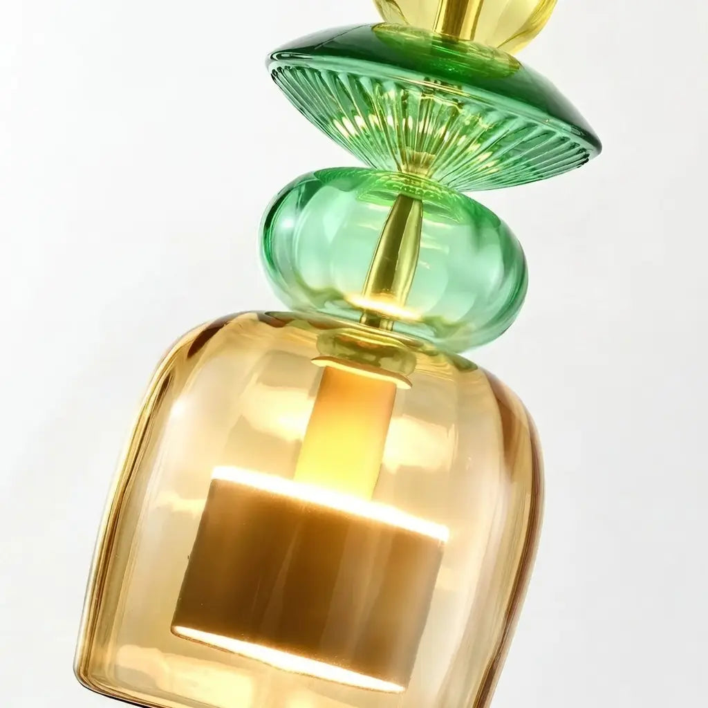Pendant Light with Stacked Glass and LED for Kitchen Dining Room Lighting
