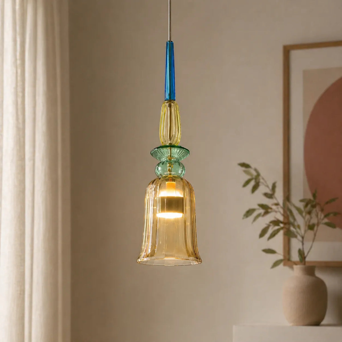 Pendelleuchte mit gestapeltem Glas und LED-Beleuchtung für Küche und Esszimmer
