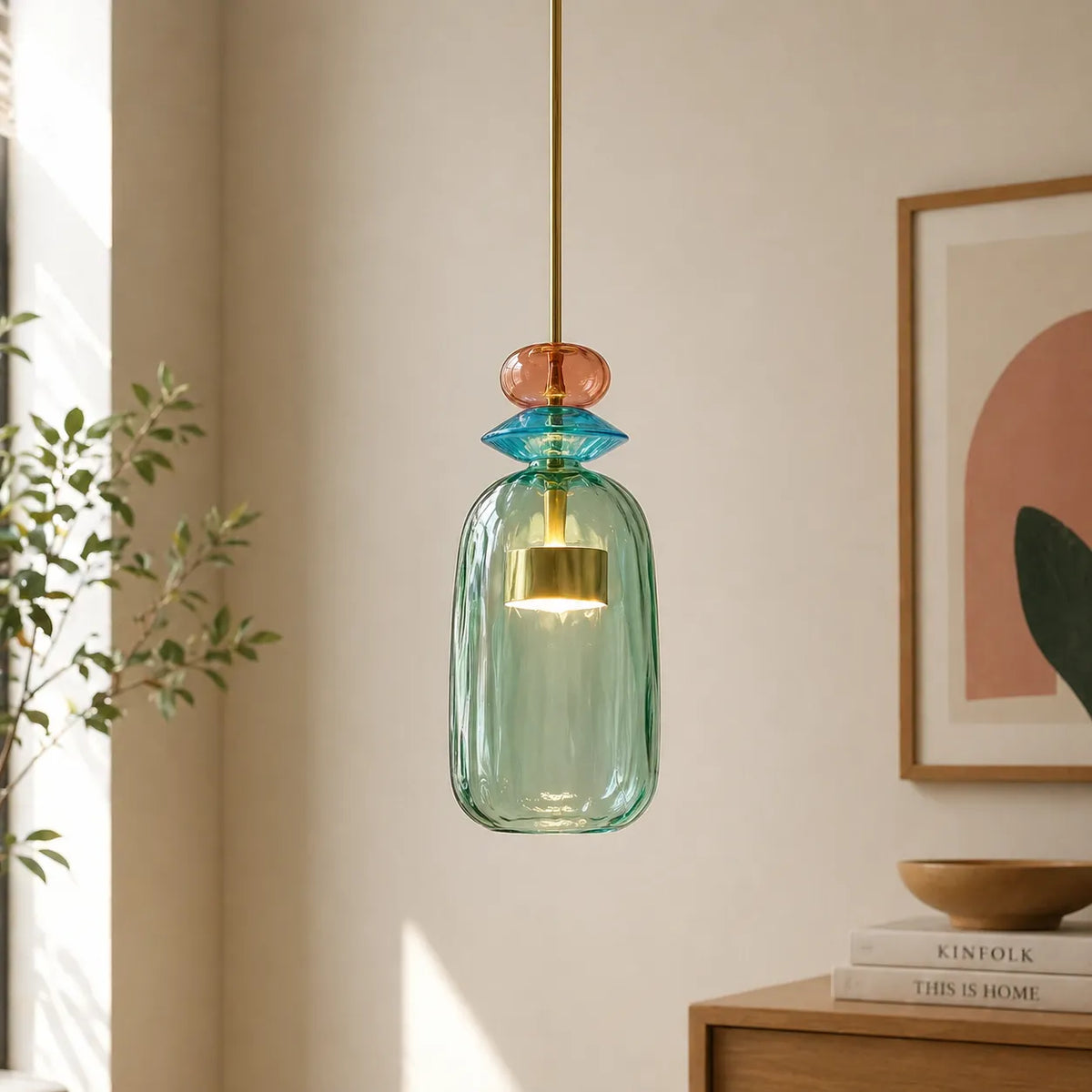 Pendelleuchte mit gestapeltem Glas und LED-Beleuchtung für Küche und Esszimmer