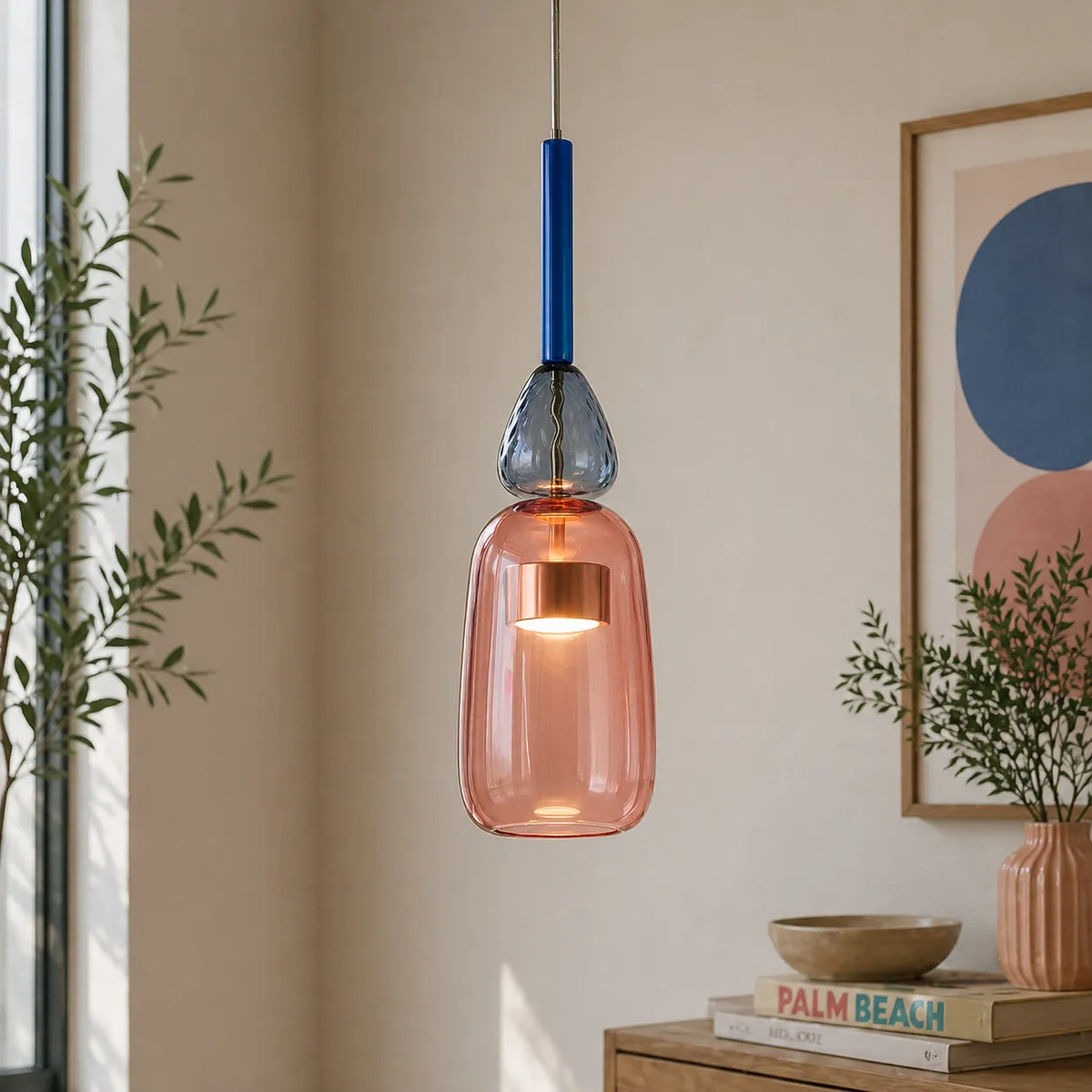Pendelleuchte mit gestapeltem Glas und LED-Beleuchtung für Küche und Esszimmer