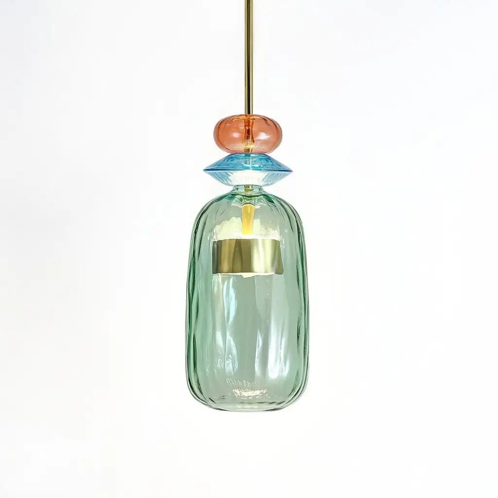 Pendant Light with Stacked Glass and LED for Kitchen Dining Room Lighting